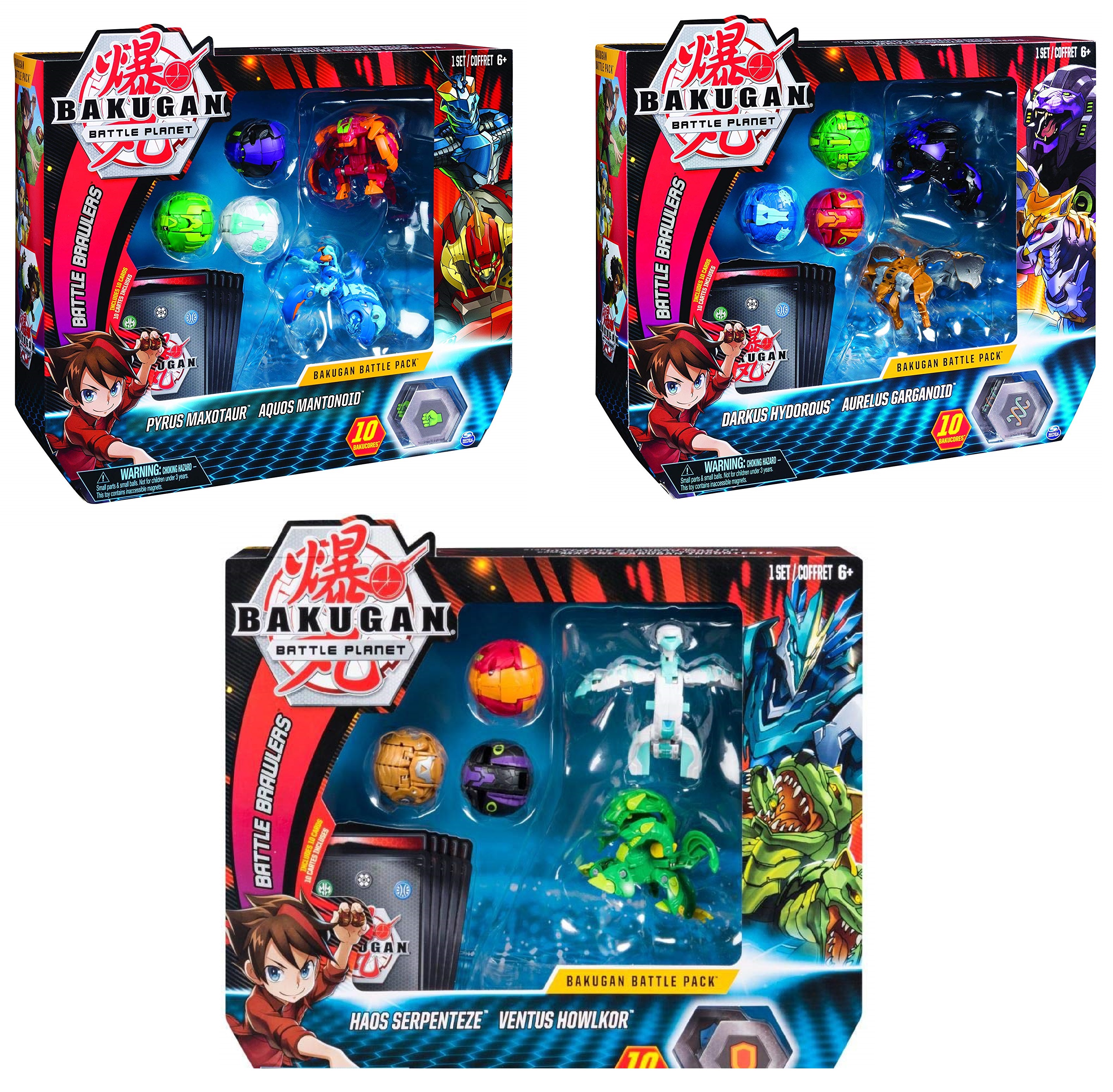 Bakugan, Battle Pack 5-Pack, Pyrus Howlkor and Haos Mantonoid, Collectible  Cards and Figures, for Ages 6 and Up