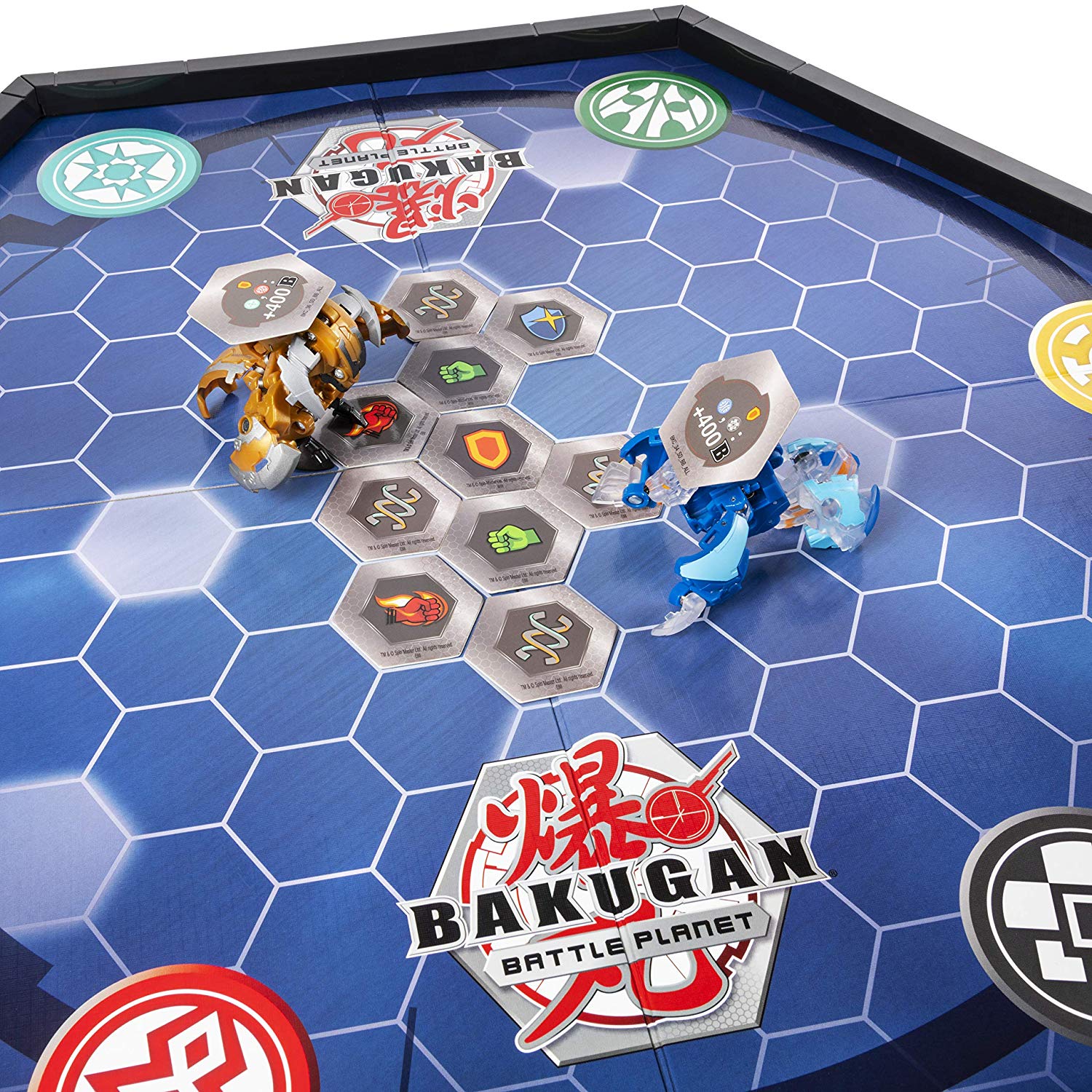 Bakugan Battle Planet Arena Game Board , Rails, 5 Bakugan and Case
