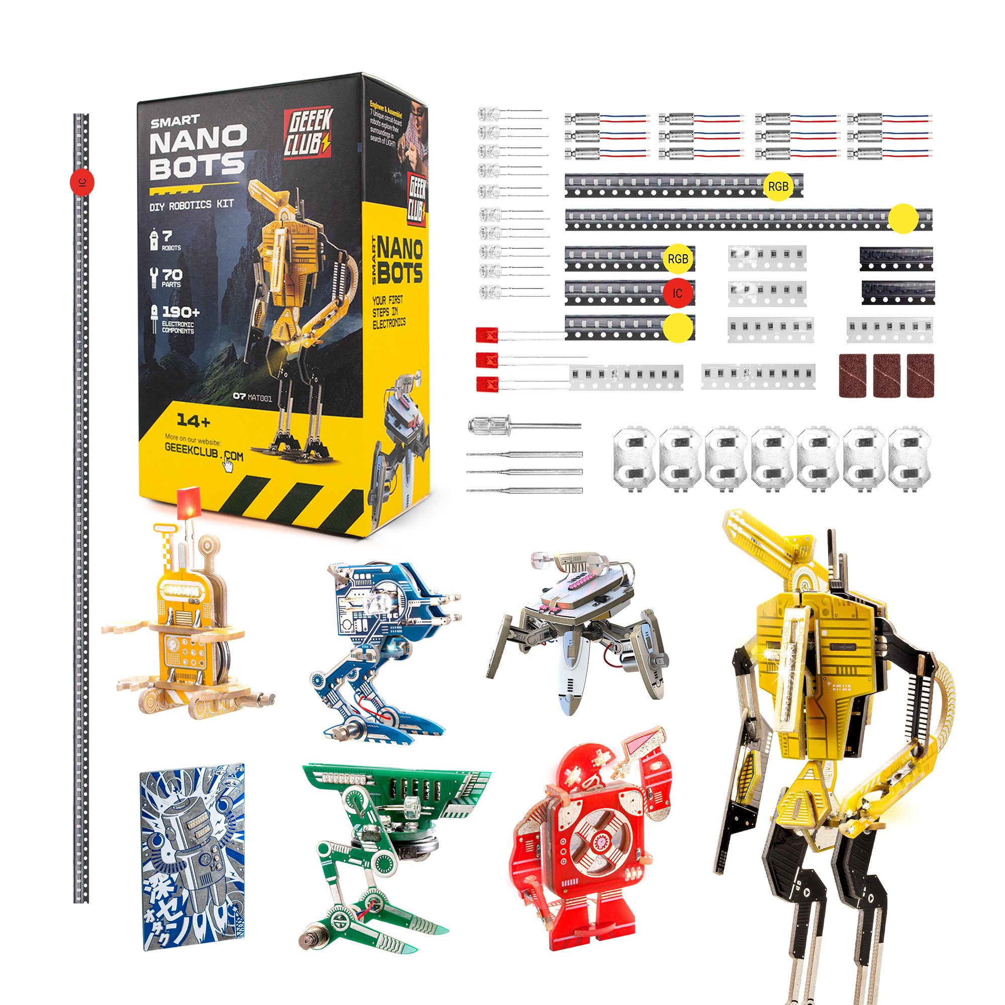  Geeek Club Robot Building Kit for Kids and Adults - Smart Nano  Bots STEM Robotics Kits with Tools - Educational DIY Build Your Own Robot  Set - Circuit Board Engineering Robotic
