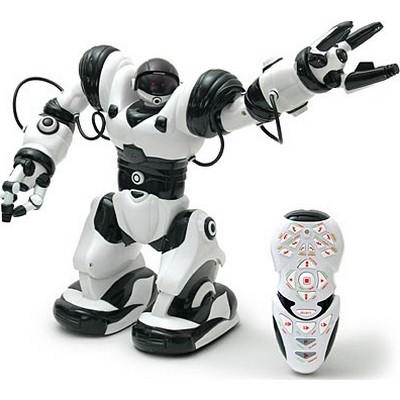 white and black toy robot