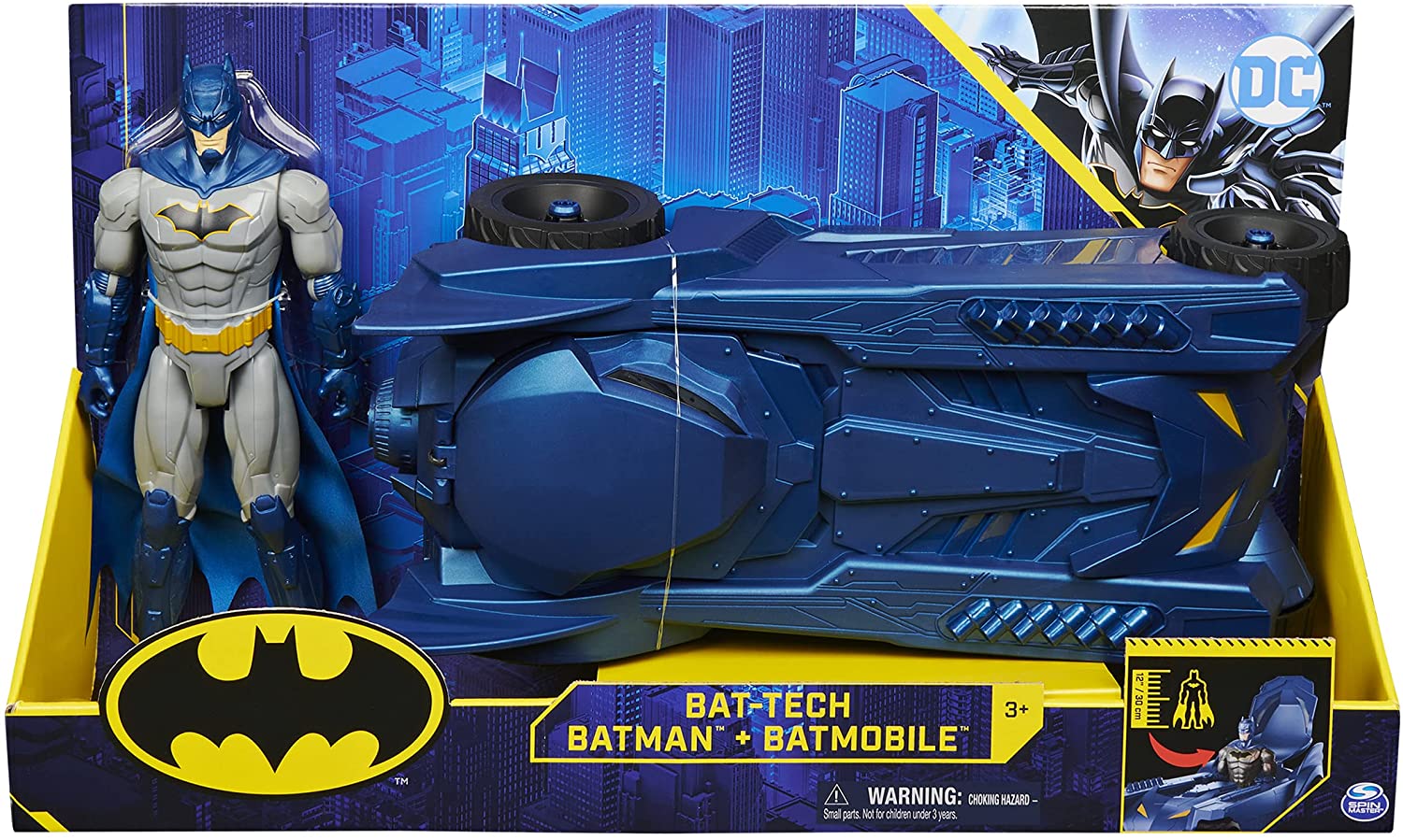 Grande Batmobile Bleu avec figurine Batman 30 Cm - Batman