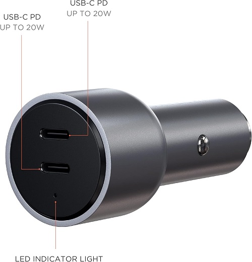 Dual USB-C PD 40W car charger Satechi