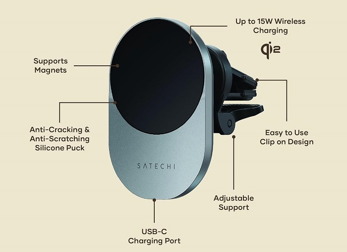 Satechi Qi2 wireless car charger