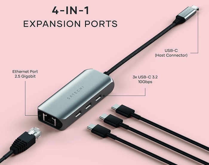 Satechi 4-in-1 USB-C hub with 2.5 Gigabit Ethernet