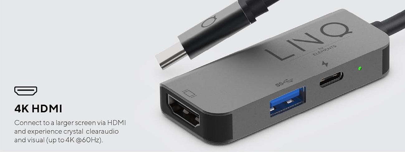 Linq Grey 3-in-1 USB-C Multiport Hub