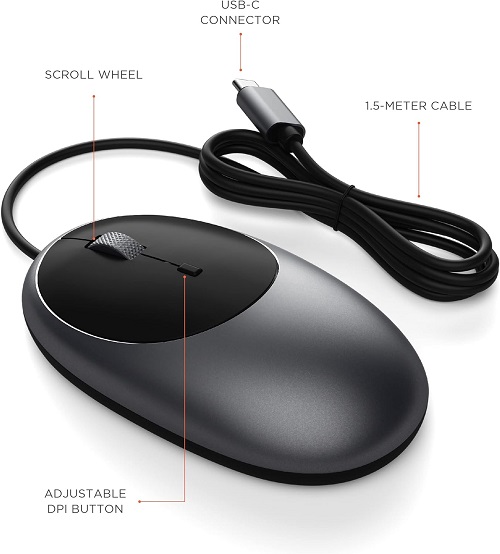 Souris filaire USB-C Satechi en aluminium