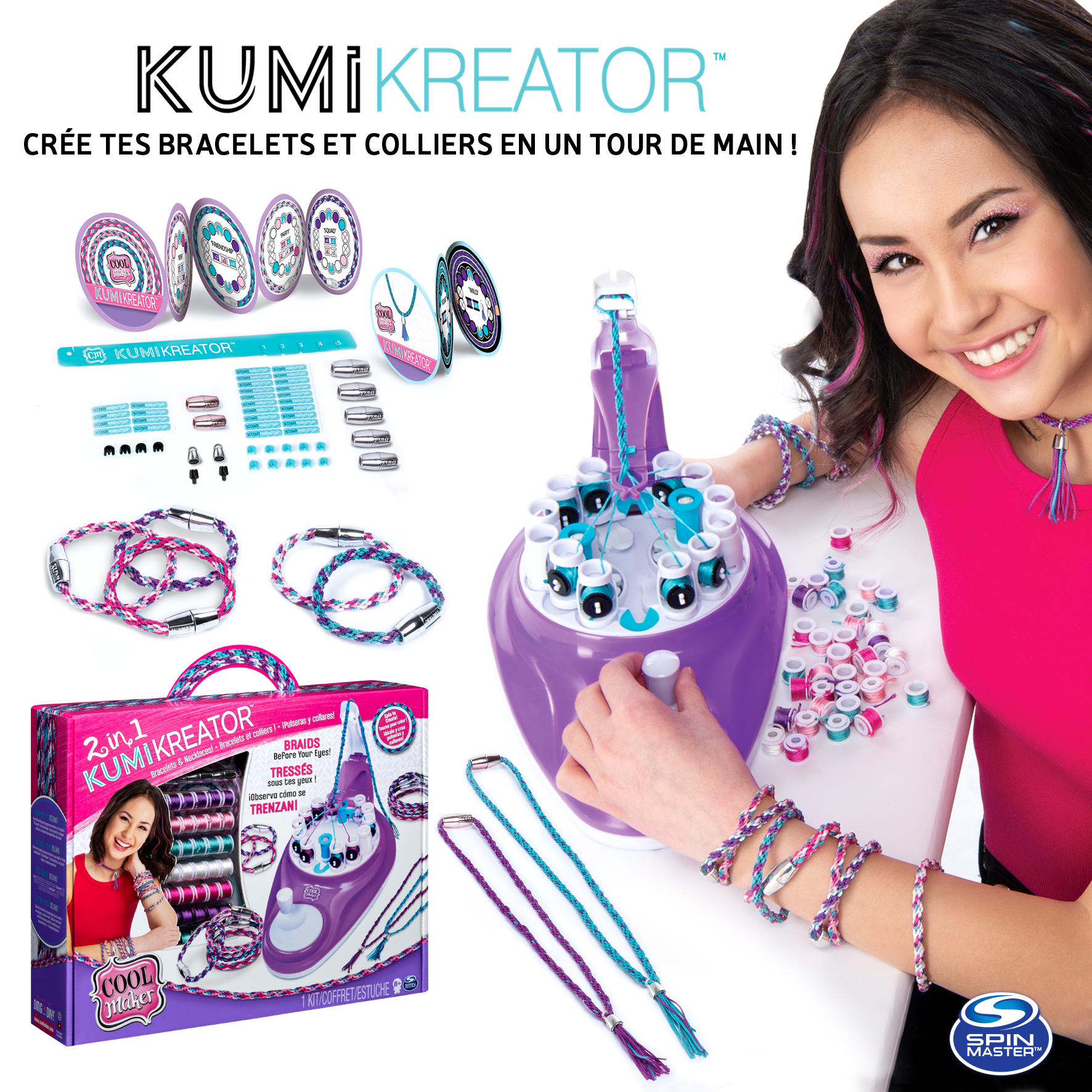 Cool Maker - KUMI KREATOR 3 EN 1 - Machine Création 2 Colliers & 5  Bracelets 